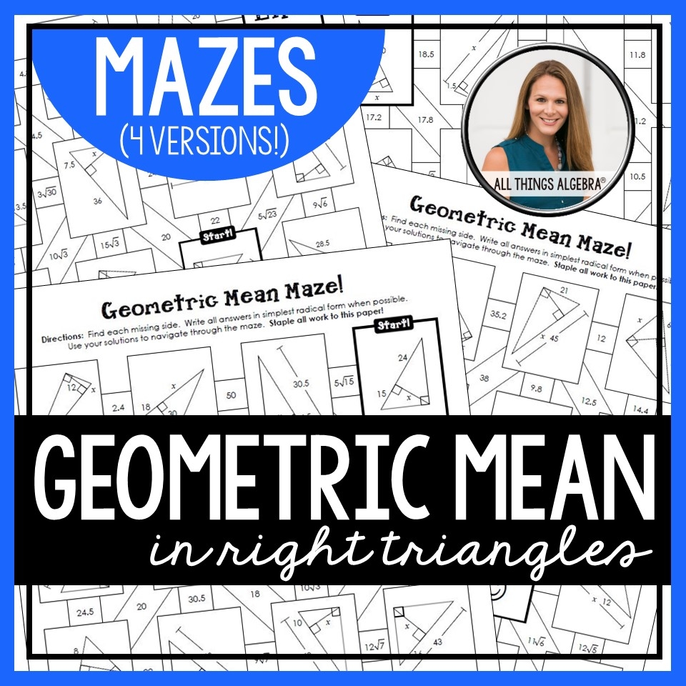 Geometric Mean In Right Triangles Mazes