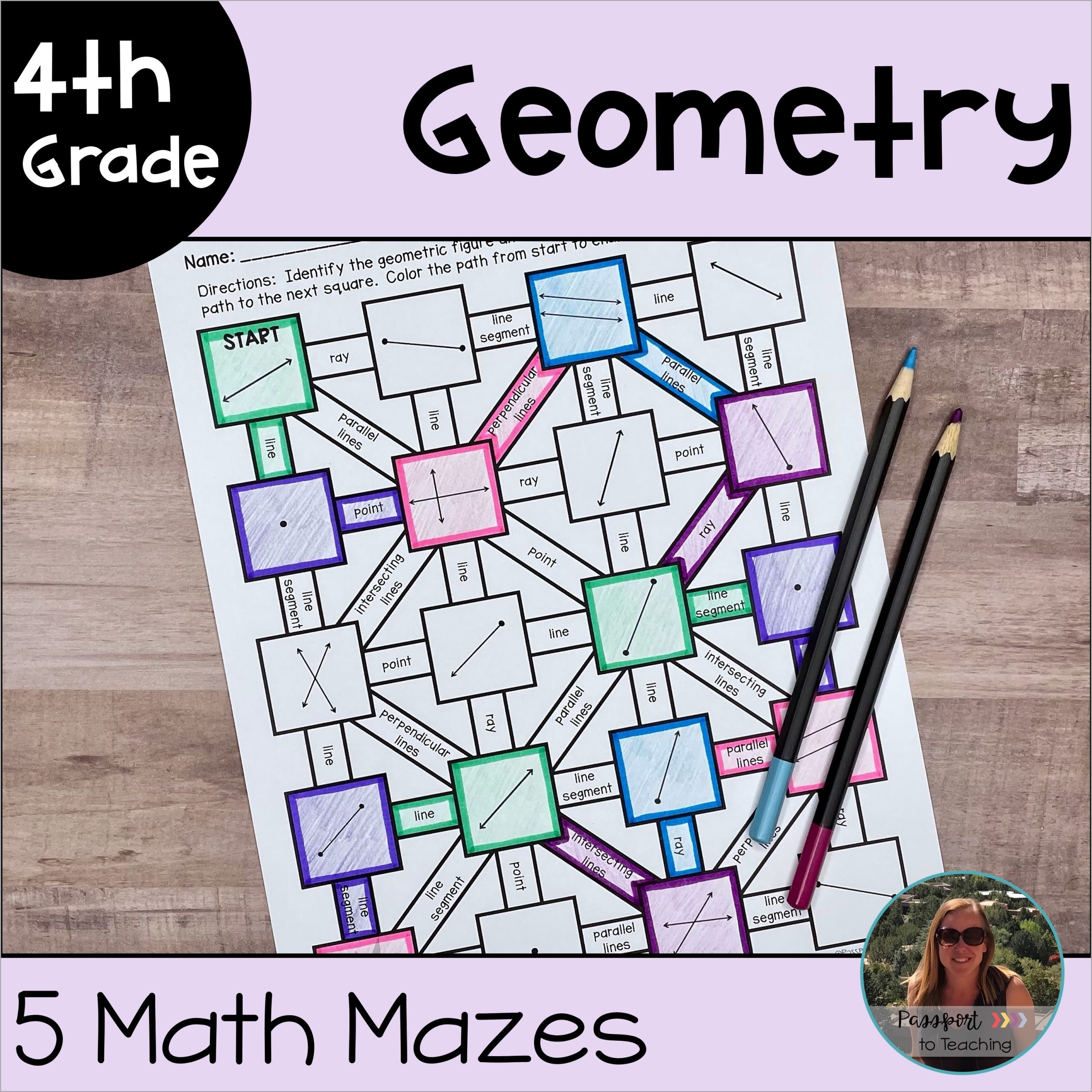 Geometry Math Mazes Worksheets 4th Grade Made By Teachers