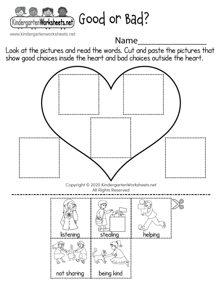 Good Or Bad Choices Sorting Activity Worksheet Free Printable Digital PDF