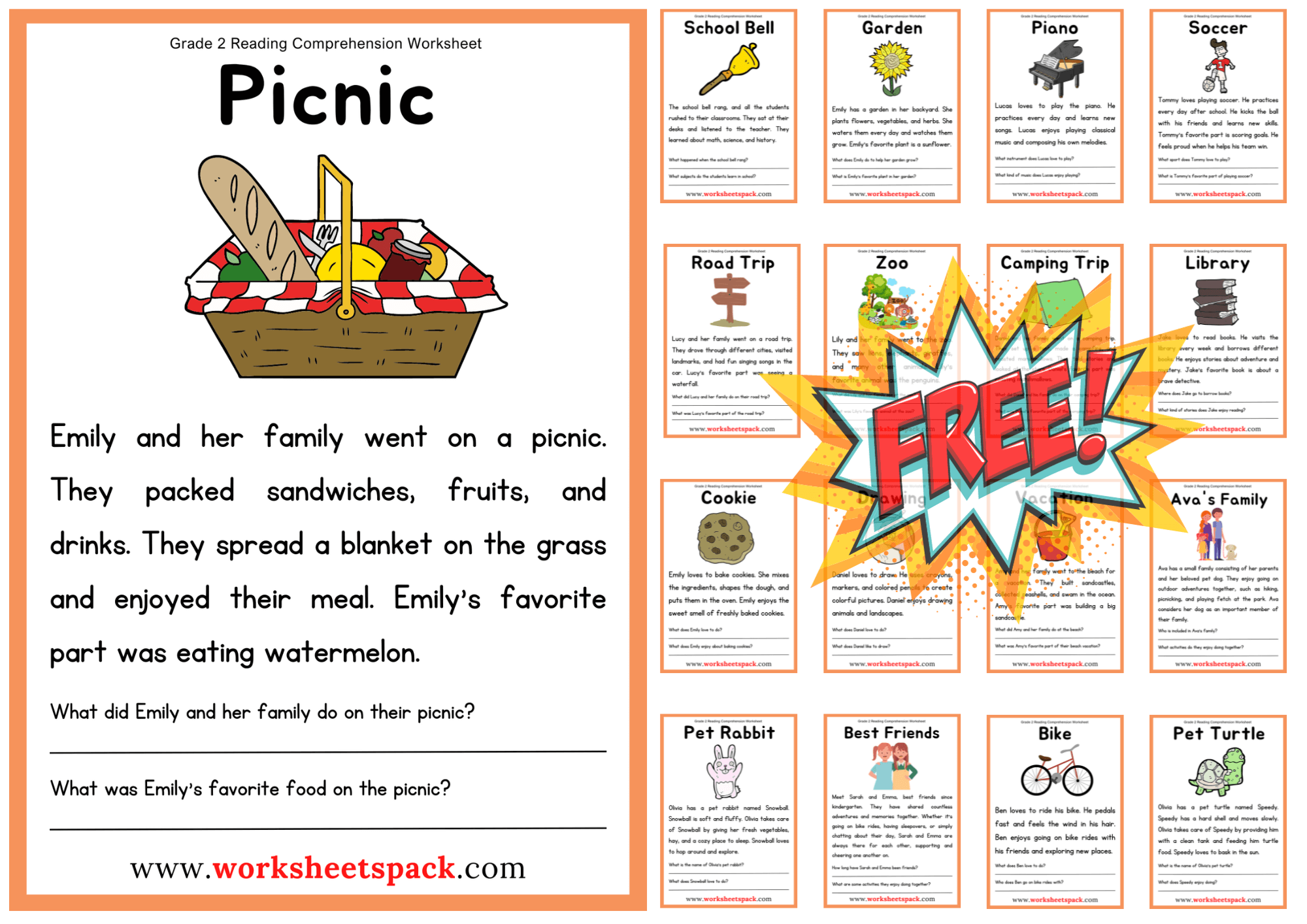 Free Comprehension Worksheets For Second Grade