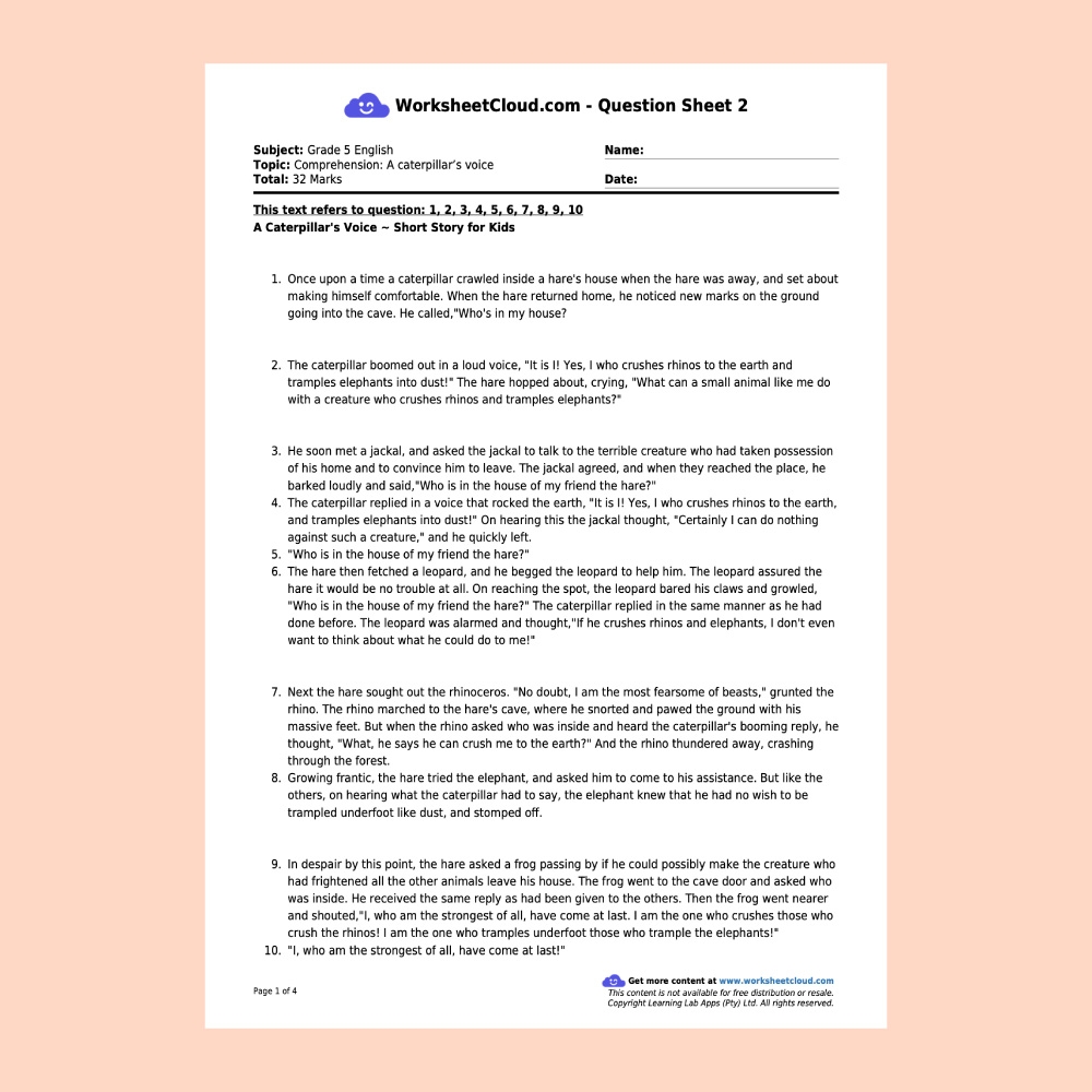 Free Afrikaans Worksheets Grade 5