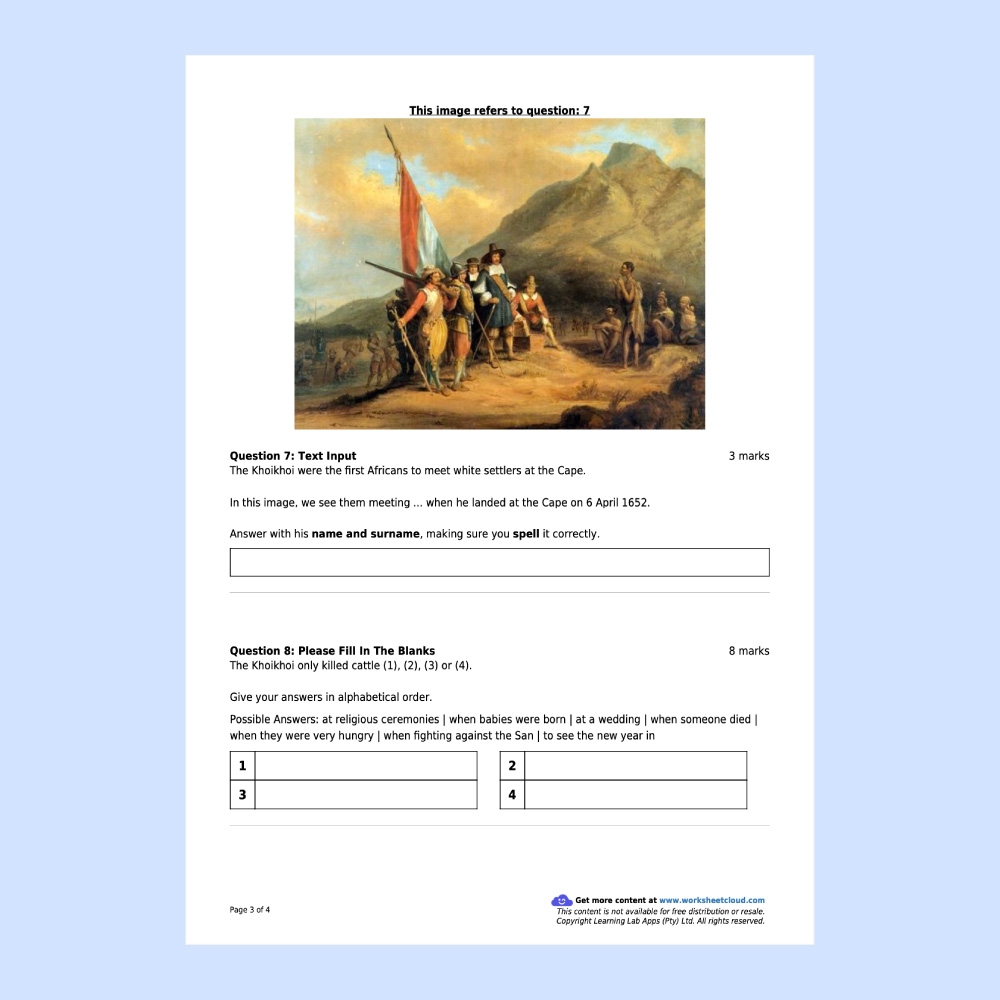 Grade 5 History Pack WorksheetCloud