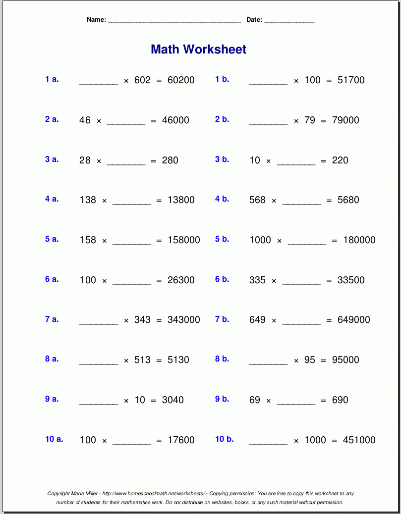 Free Maths Worksheets For Grade 5