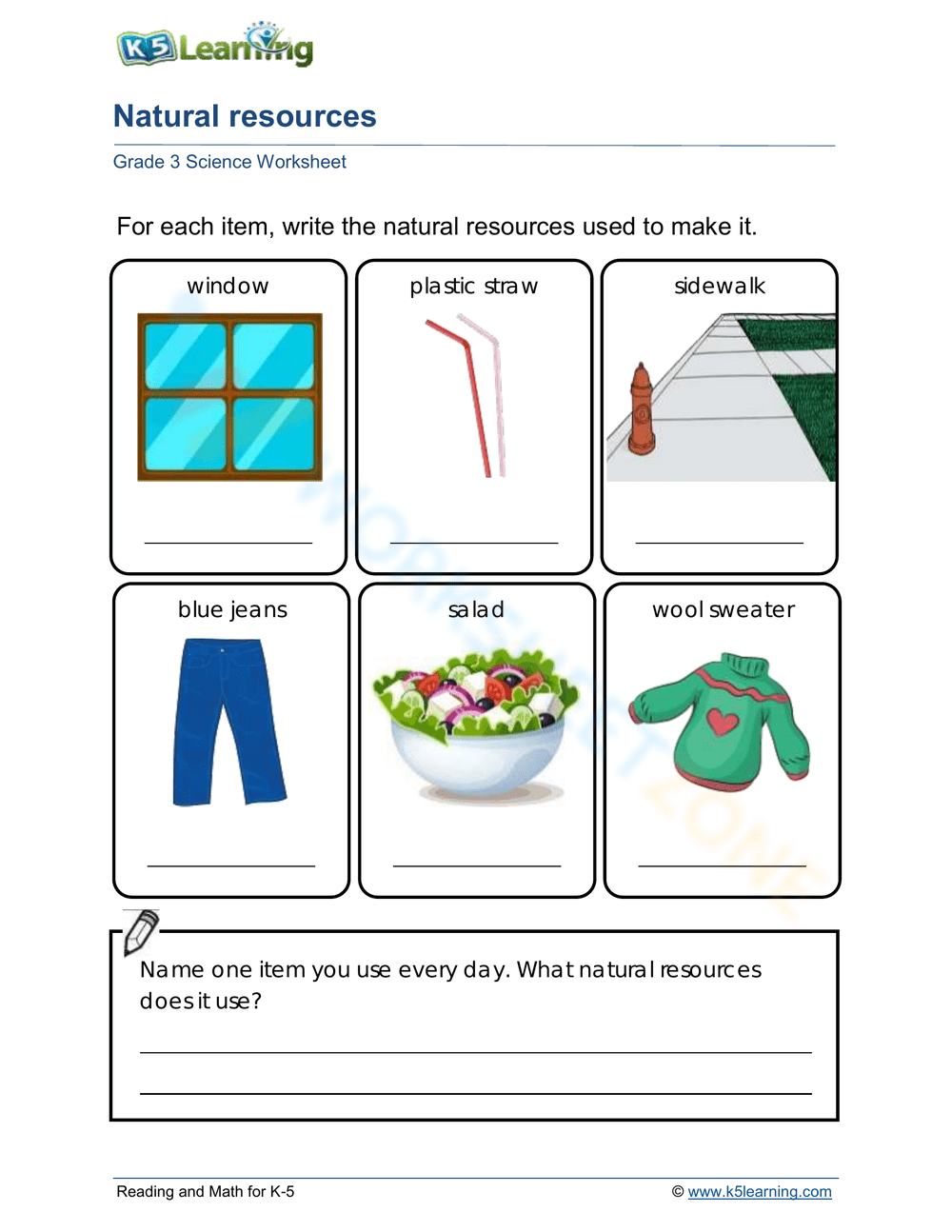 Grade 5 Natural Resources Worksheets Printable