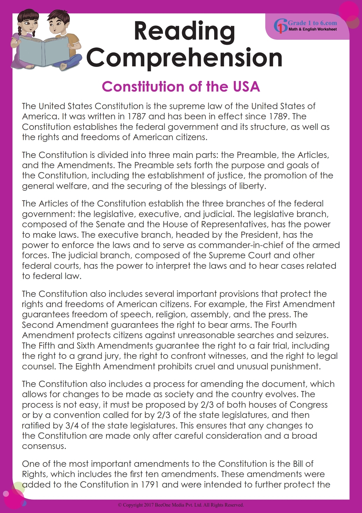 Grade 6 Reading Comprehension Grade1to6 Grade 6 Reading Comprehension Grade1to6