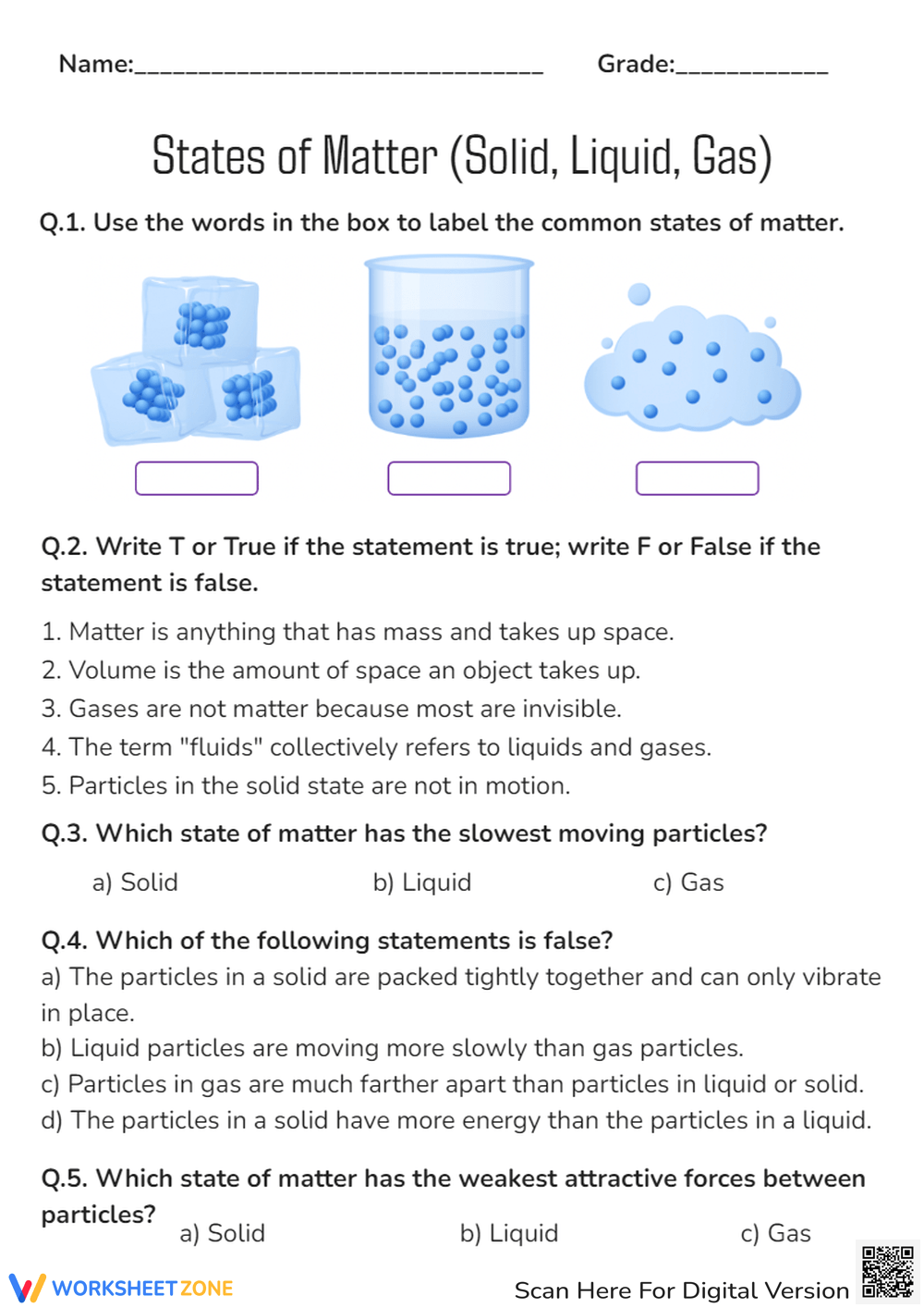 Grade 7 Science Worksheets