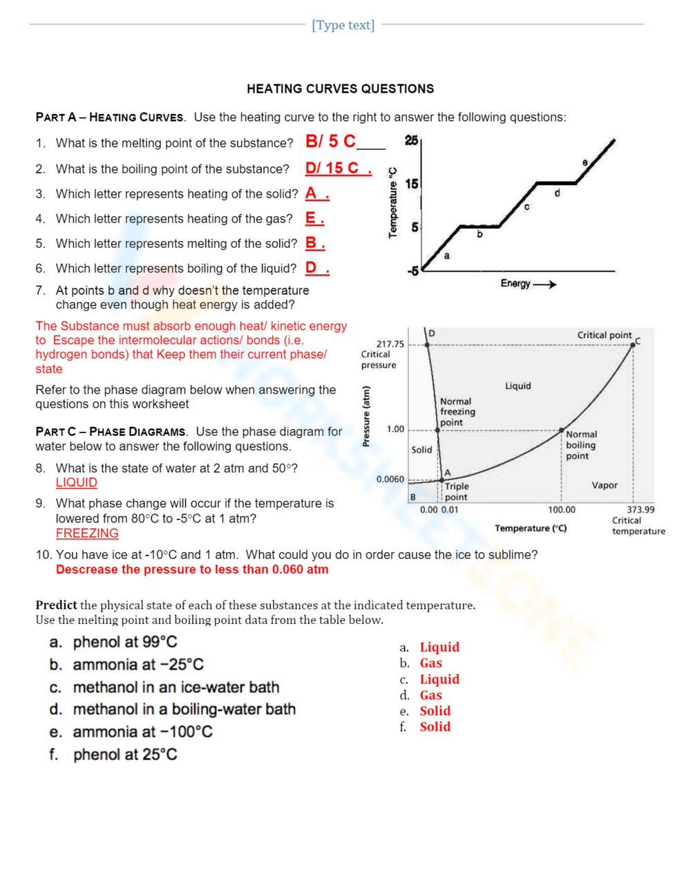 Phase Diagram Worksheet Printable Phase Diagram Worksheet Printable