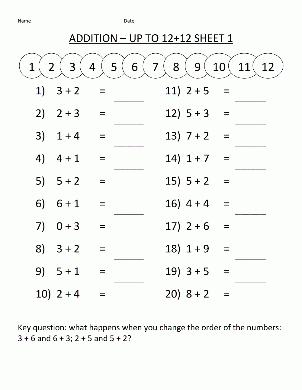 Grade One Math Worksheets For Studying Grade One Math Worksheets For Studying