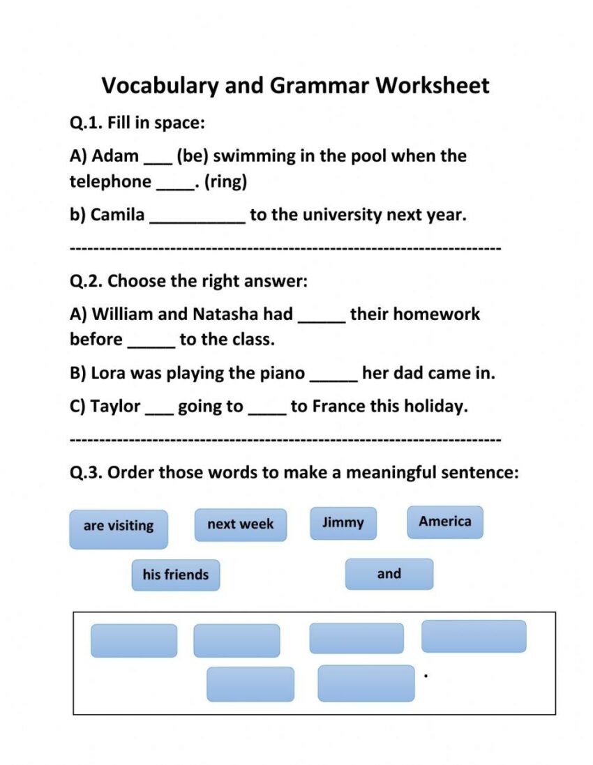 Grammar And Vocabulary Exercise For Grade 8 Live Worksheets Worksheets Library