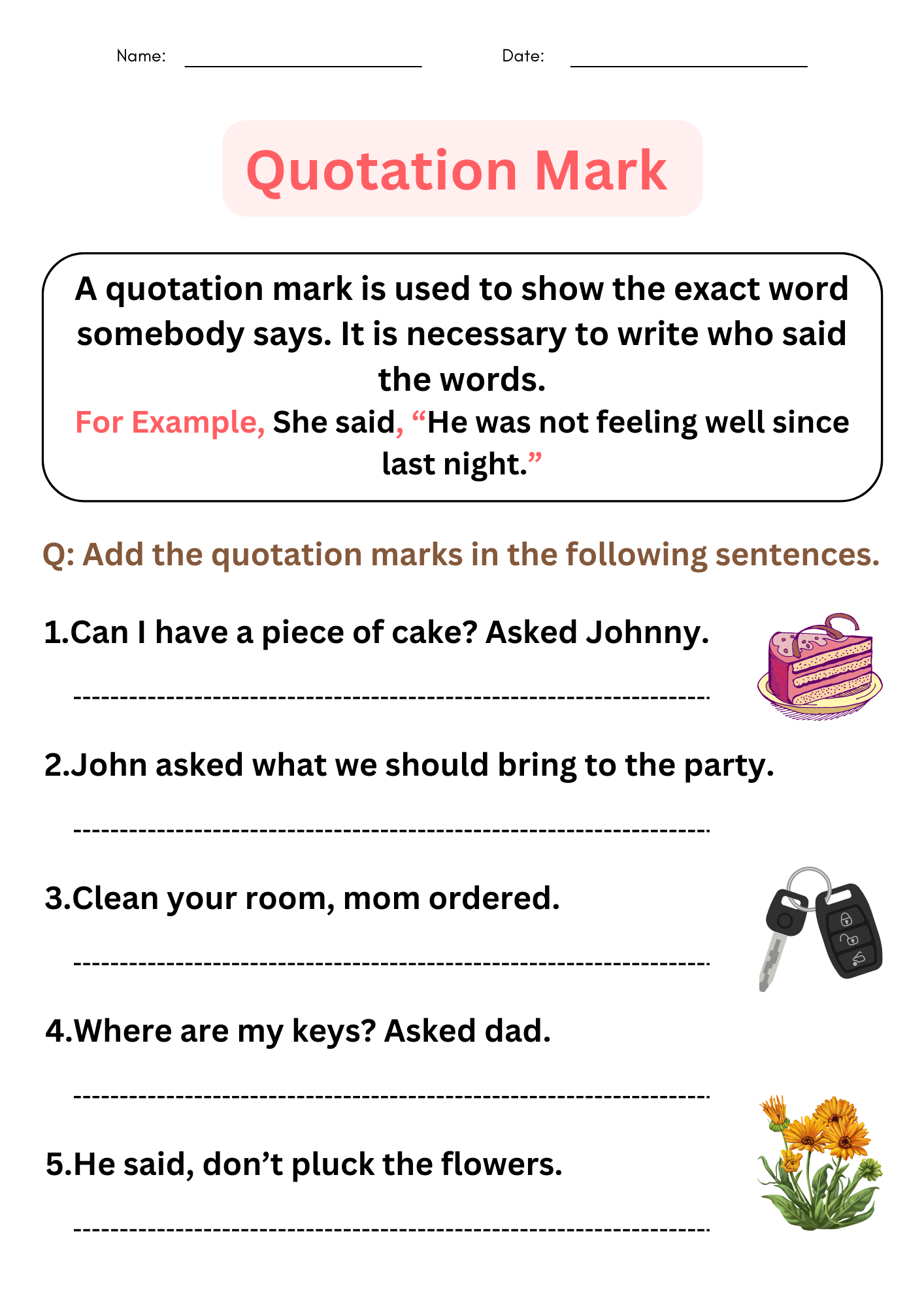 Grammer Quotation Marks Worksheets With Answers For Grade 1 2 3 Worksheets Library