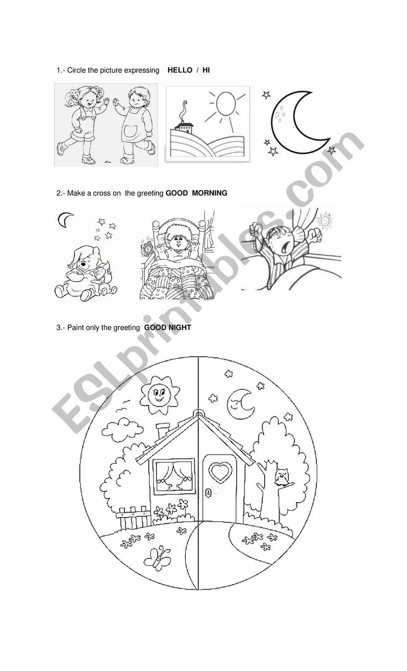 Printable Greetings Worksheets For Kindergarten