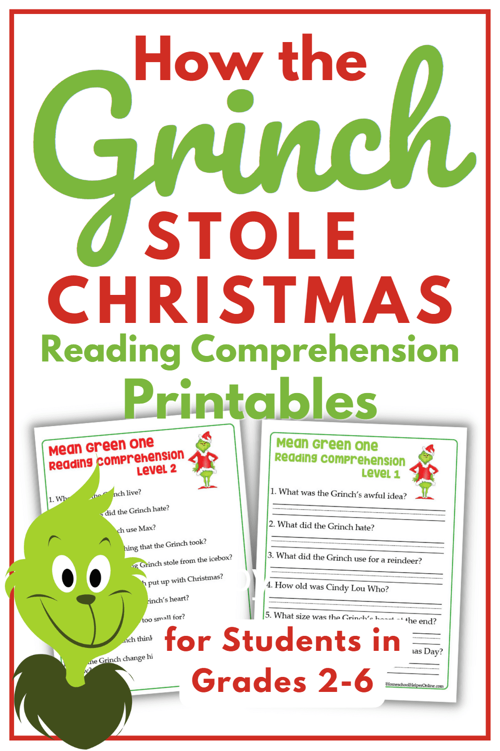 Grinch Reading Comprehension Worksheets For Early And Upper Elementary Homeschool Helper Online