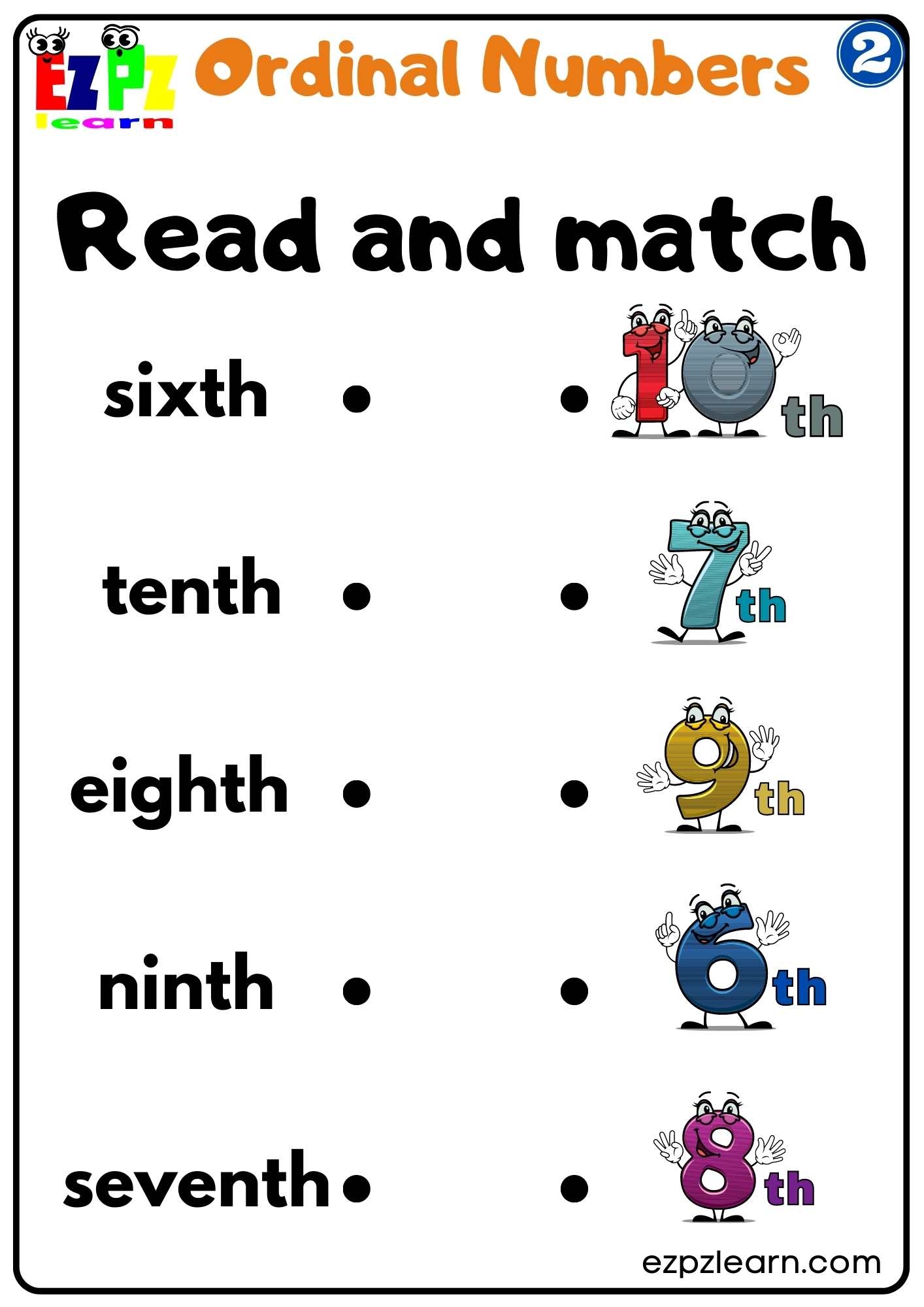 Group 2 Ordinal Numbers Read And Match Worksheet Ezpzlearn Group 2 Ordinal Numbers Read And Match Worksheet Ezpzlearn