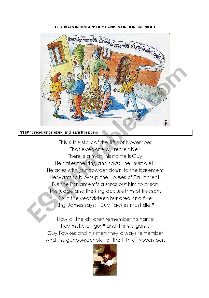 GUY FAWKES OR BONFIRE NIGHT ESL Worksheet By Marisaba GUY FAWKES OR BONFIRE NIGHT ESL Worksheet By Marisaba