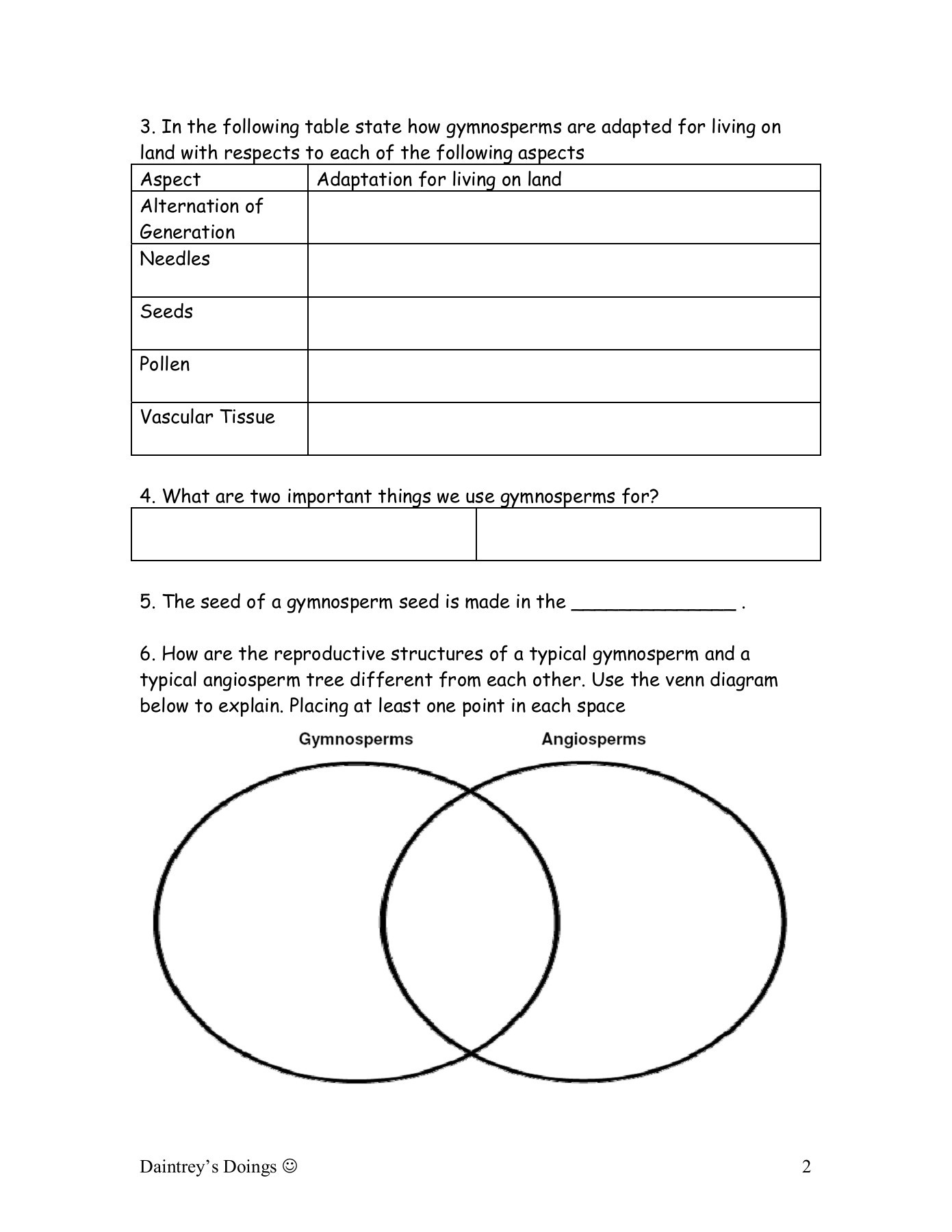 Gymnosperms And Angiosperms Worksheet Wikispaces Worksheets 