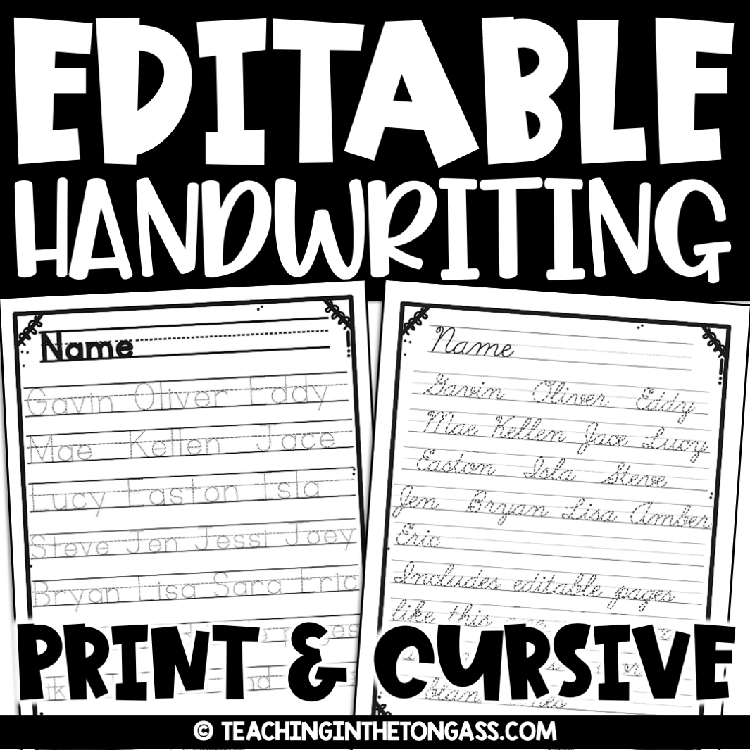 Handwriting Practice Print Cursive EDITABLE Worksheets Teaching In The Tongass
