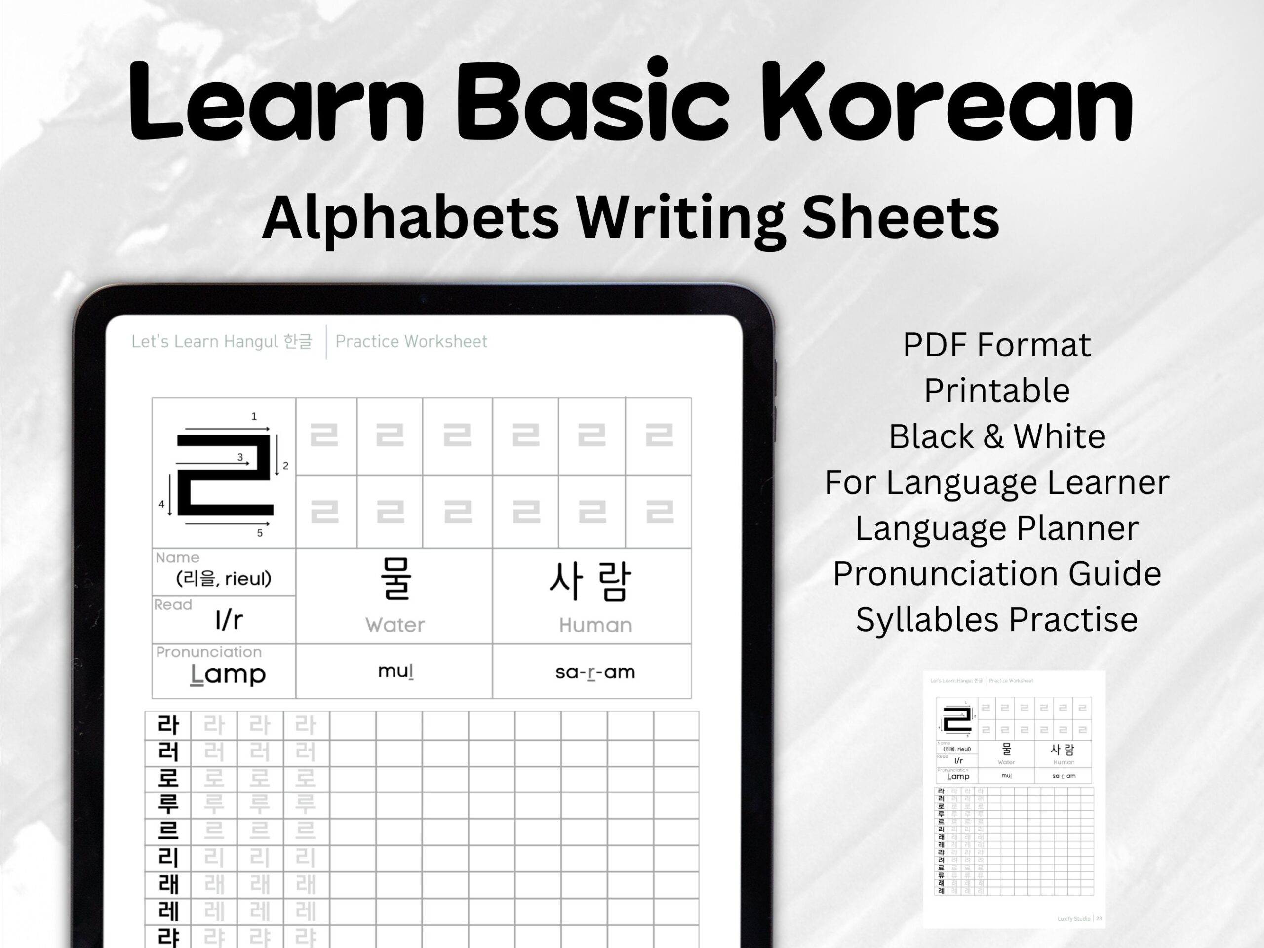 Hangul Worksheets Letter PDF Learn Korean Alphabet Writing For 