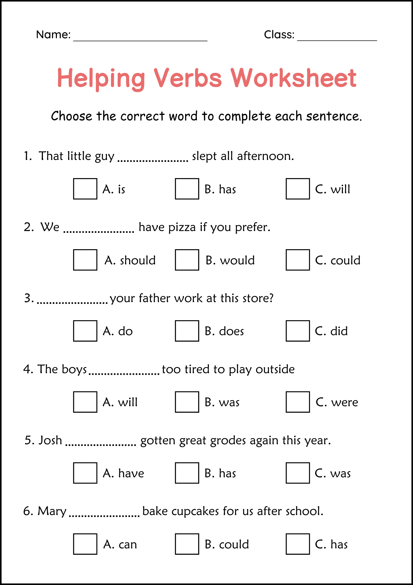 Helping Verbs Grammar Practice Worksheet For Grade 1 Auxiliary Verbs Made By Teachers Helping Verbs Grammar Practice Worksheet For Grade 1 Auxiliary Verbs Made By Teachers