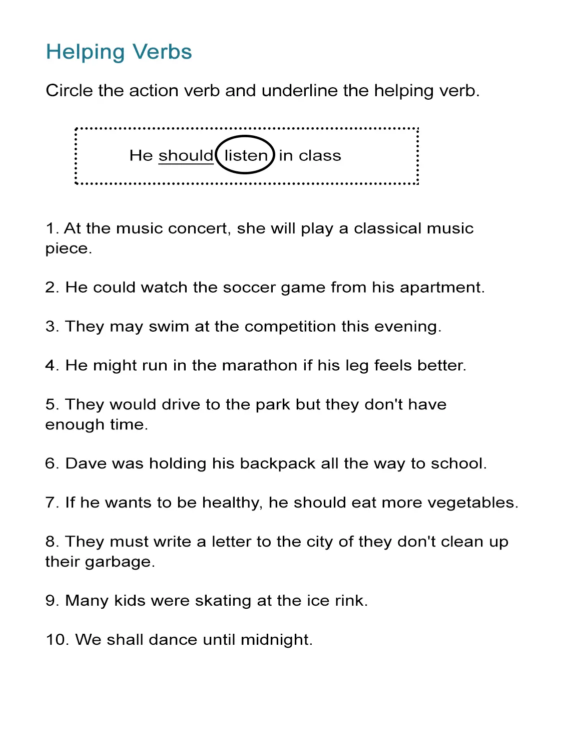 Helping Verbs Worksheet ALL ESL Helping Verbs Worksheet ALL ESL