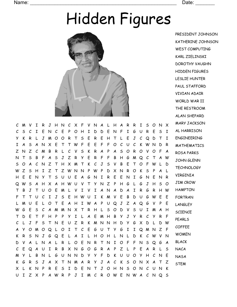Hidden Figures Word Search WordMint Hidden Figures Word Search WordMint