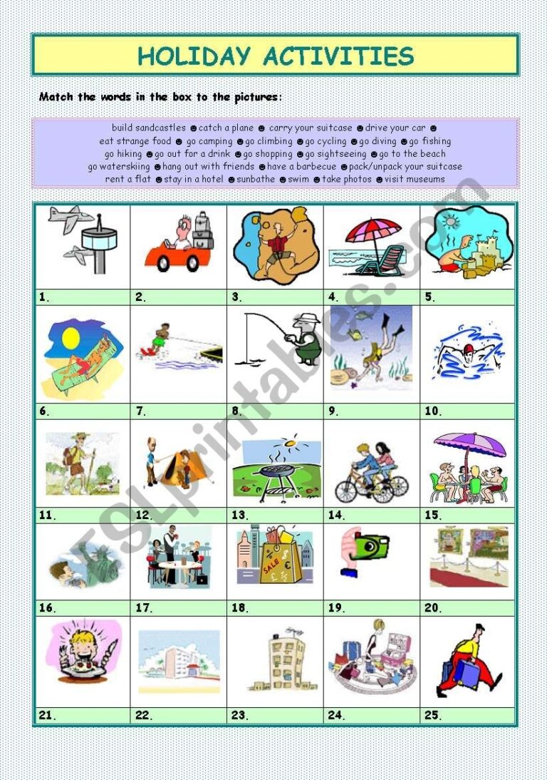 Holiday Activities ESL Worksheet By Crisholm Worksheets Library