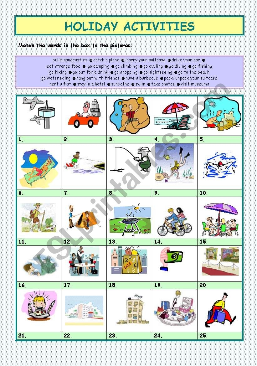 Holiday Activities ESL Worksheet By Crisholm Worksheets Library