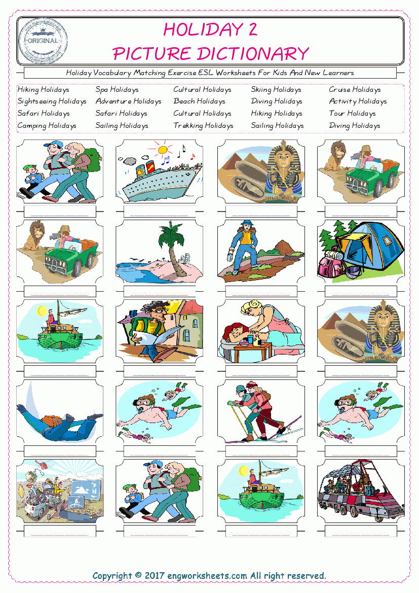 Holiday English Worksheet For Kids ESL Printable Picture Worksheets Library