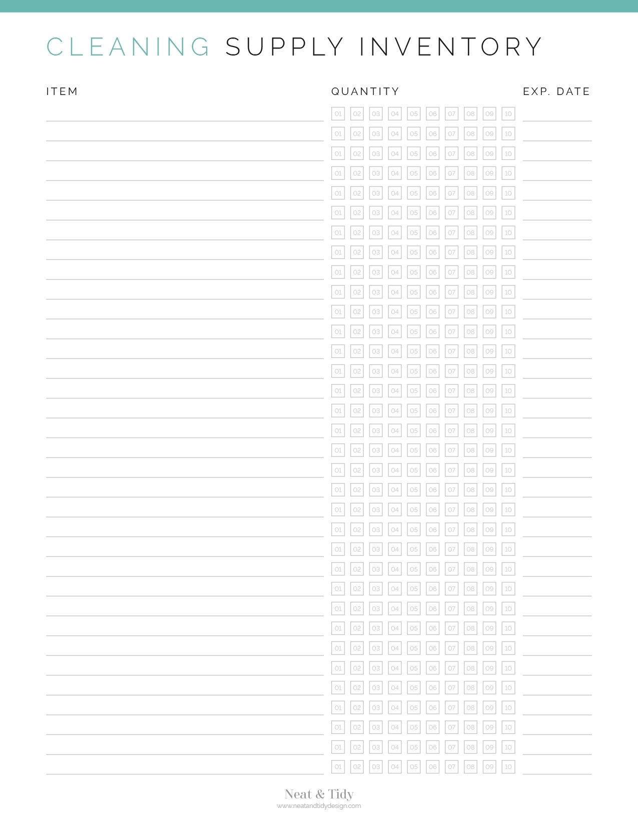 Household Supply Inventory Neat And Tidy Design