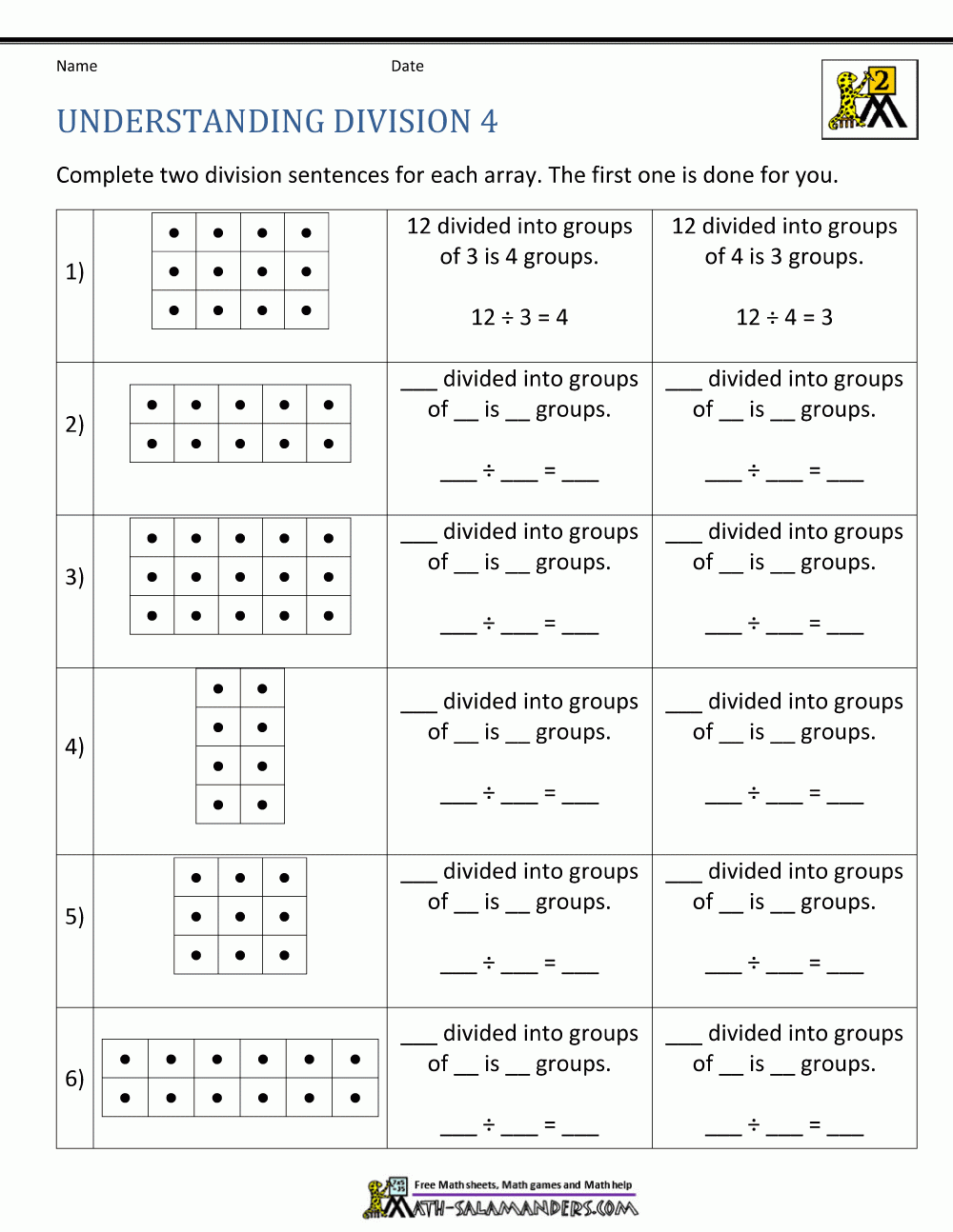 Free Division Worksheet Grade 4