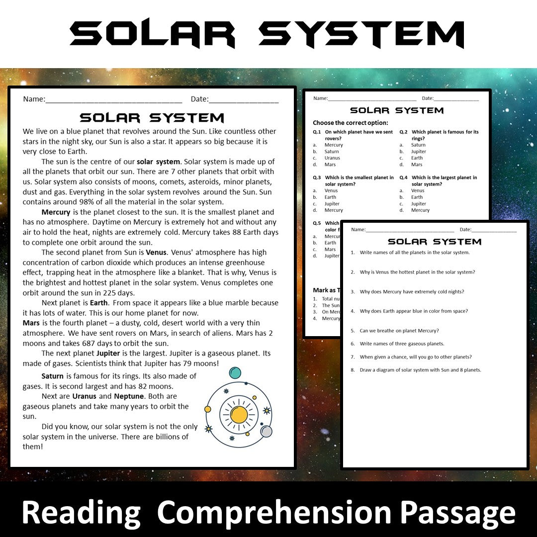 How Was The Solar System Formed Reading Comprehension Worksheet Worksheets Library