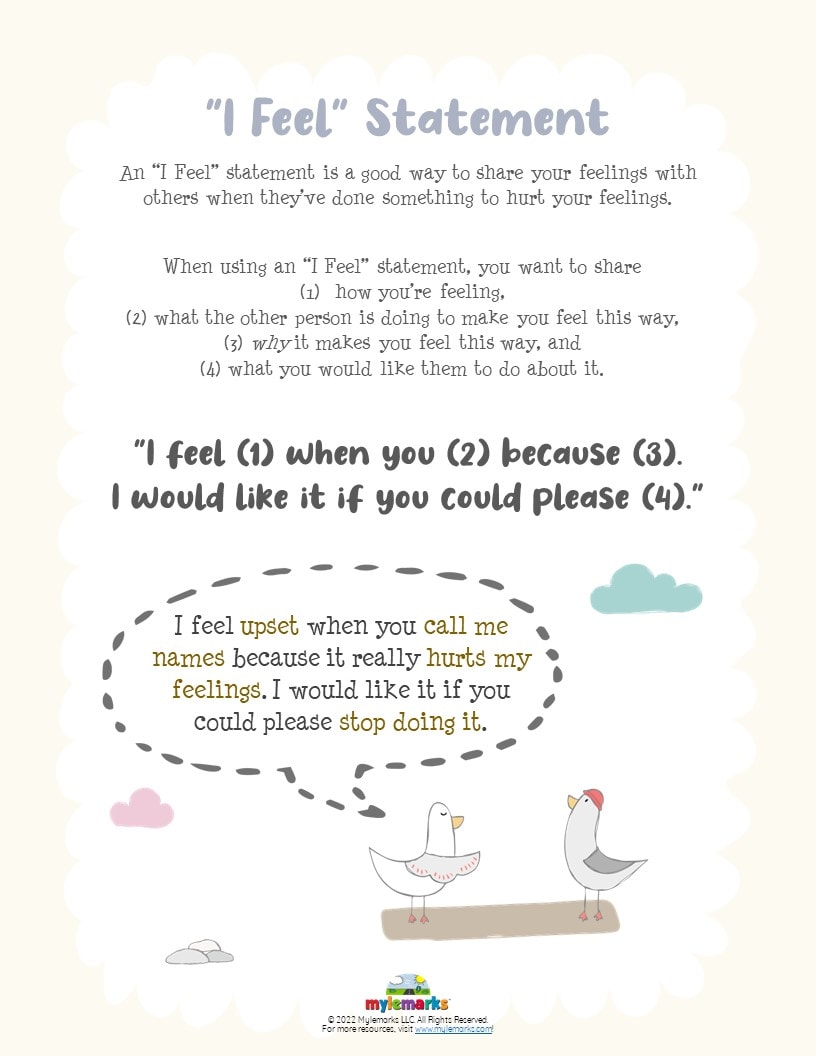 I Feel Statement from The Feelings Journal For Kids I Feel Statement from The Feelings Journal For Kids