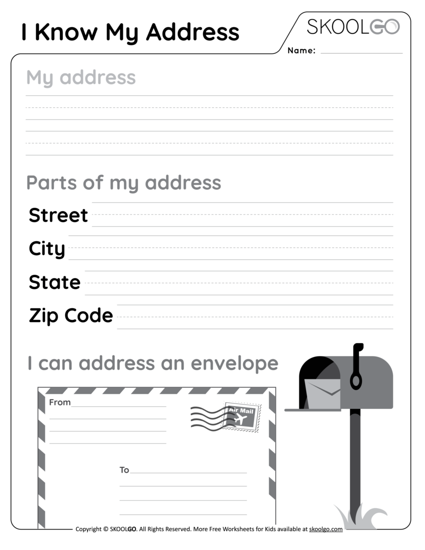 I Know My Address Free Worksheet SKOOLGO