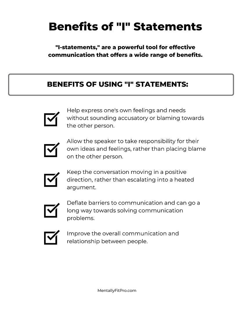 Printable I Statements Worksheets For Feelings Printable I Statements Worksheets For Feelings
