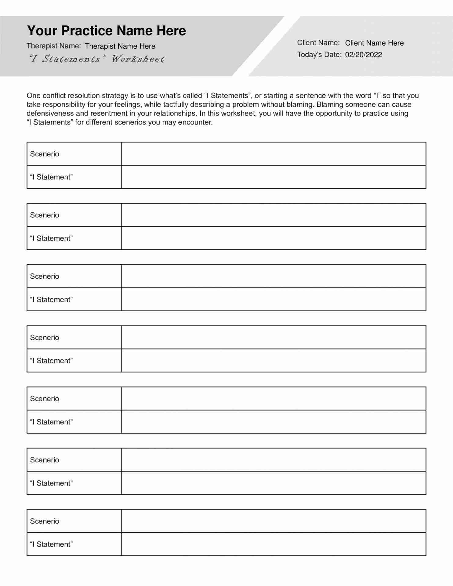 I Statements Worksheets Bundle Editable Fillable Printable PDFs TherapyByPro I Statements Worksheets Bundle Editable Fillable Printable PDFs TherapyByPro