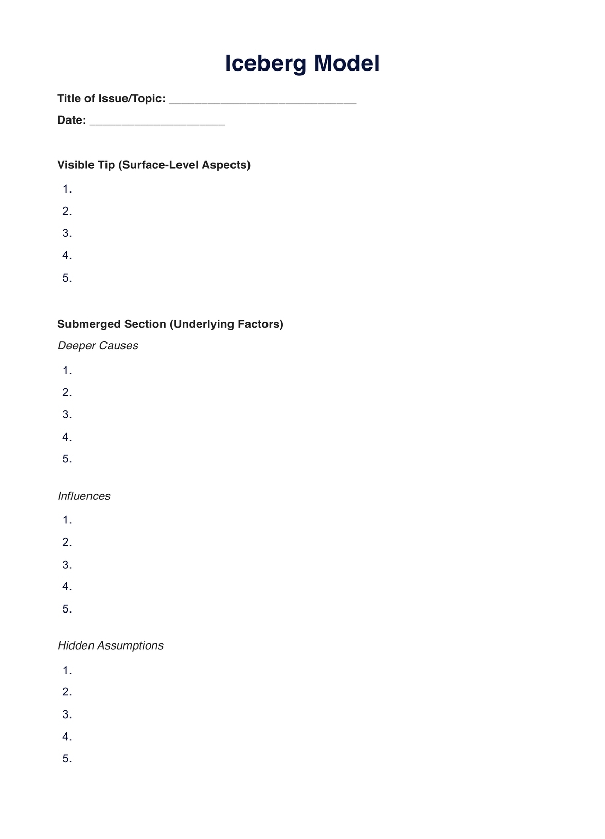 Free Printable Blank Iceberg Worksheet