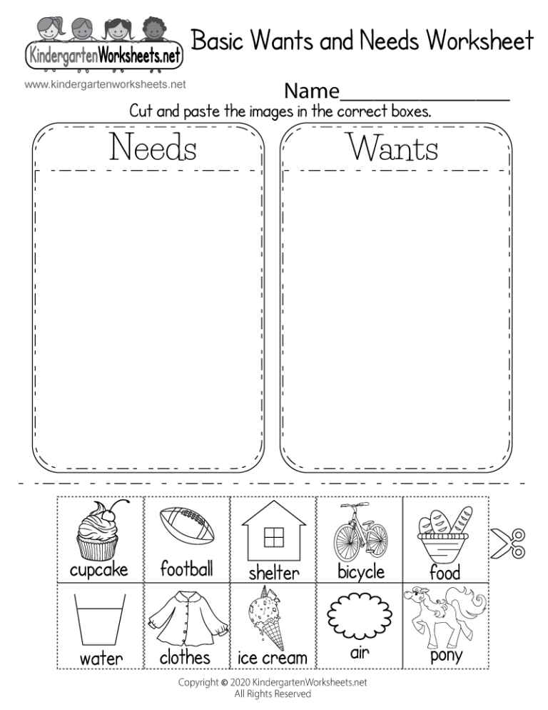 Identifying Basic Wants And Needs Worksheet Free Printable Digital U0026 PDF