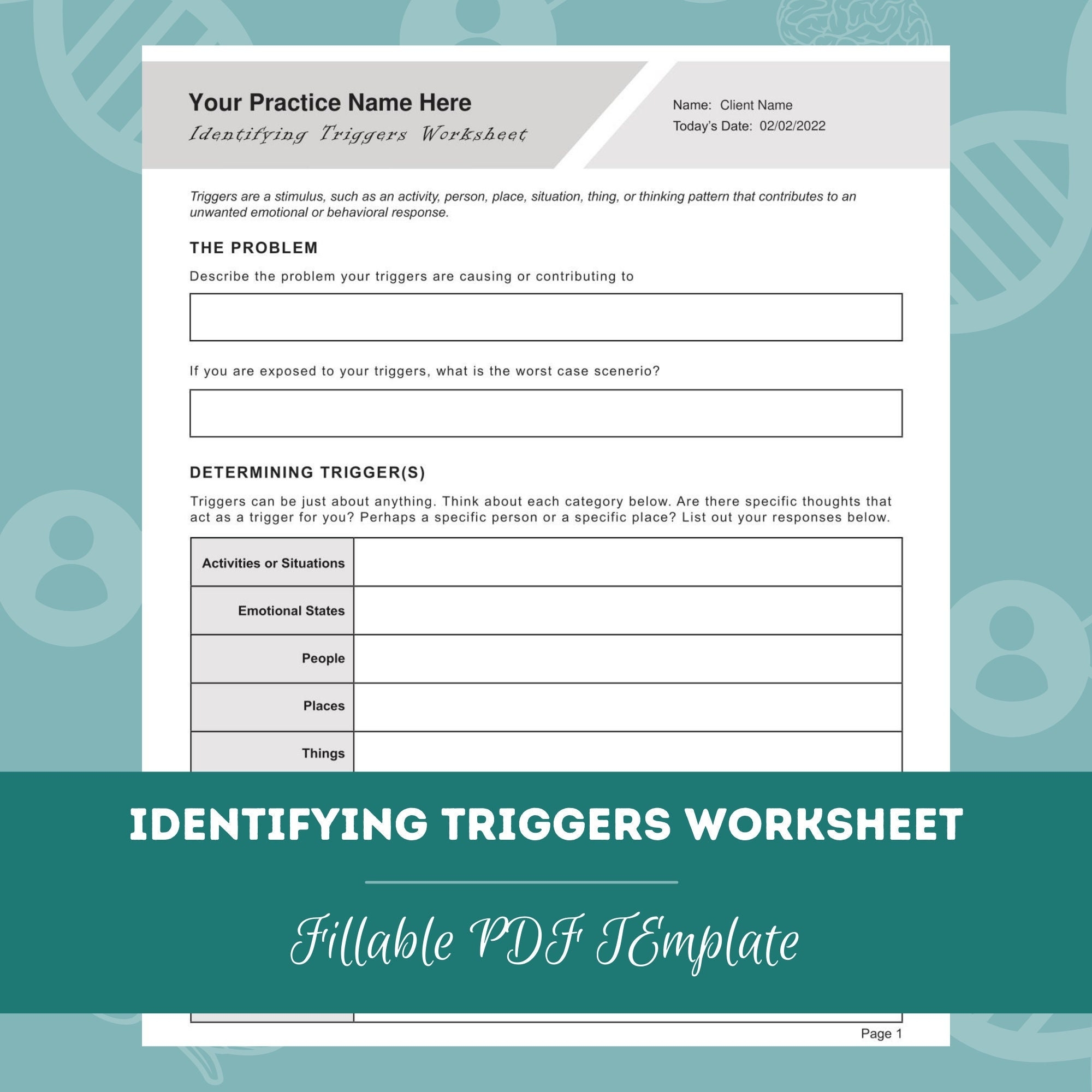 Free Printable Identifying Triggers Worksheets Free Printable Identifying Triggers Worksheets