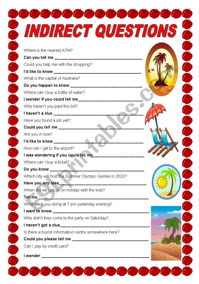 Indirect Questions ESL Worksheet By Ildibildi