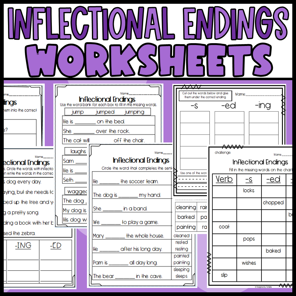 Inflectional Endings Worksheets Ing Ed S Sorts Cloze And More Made By Teachers