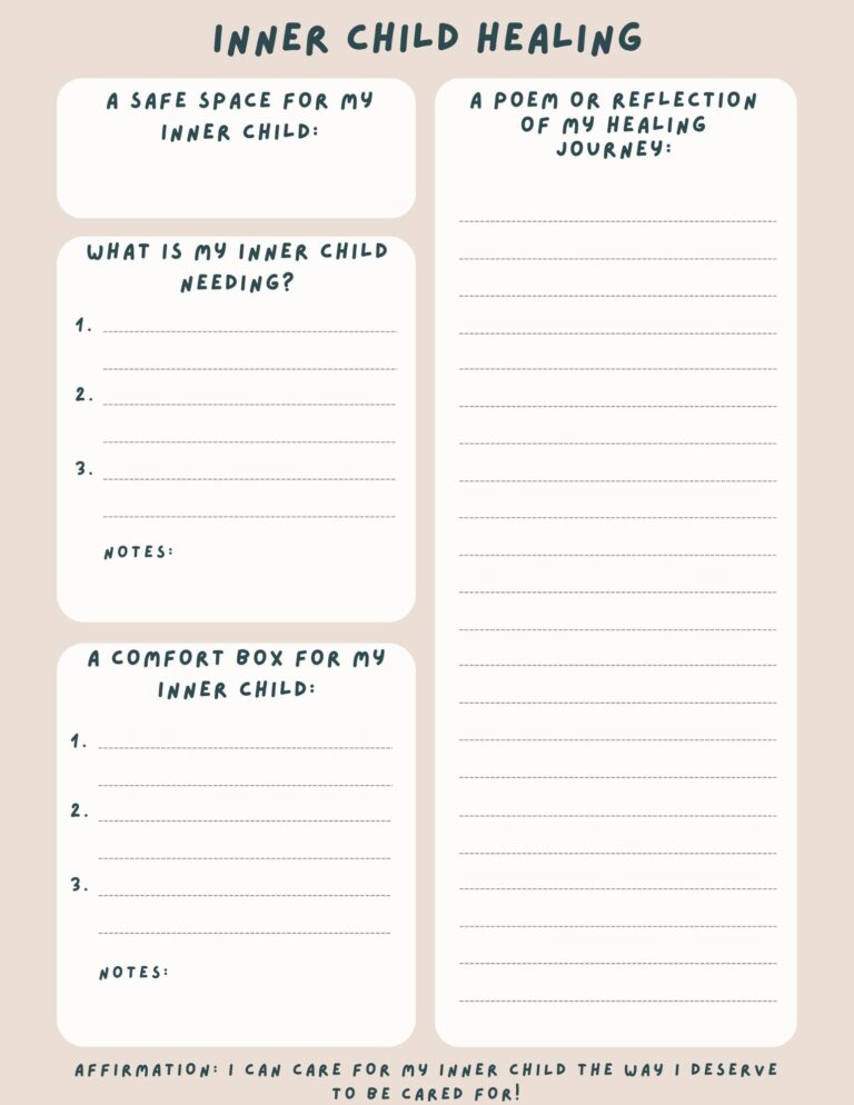 Inner Child Healing Worksheet Etsy