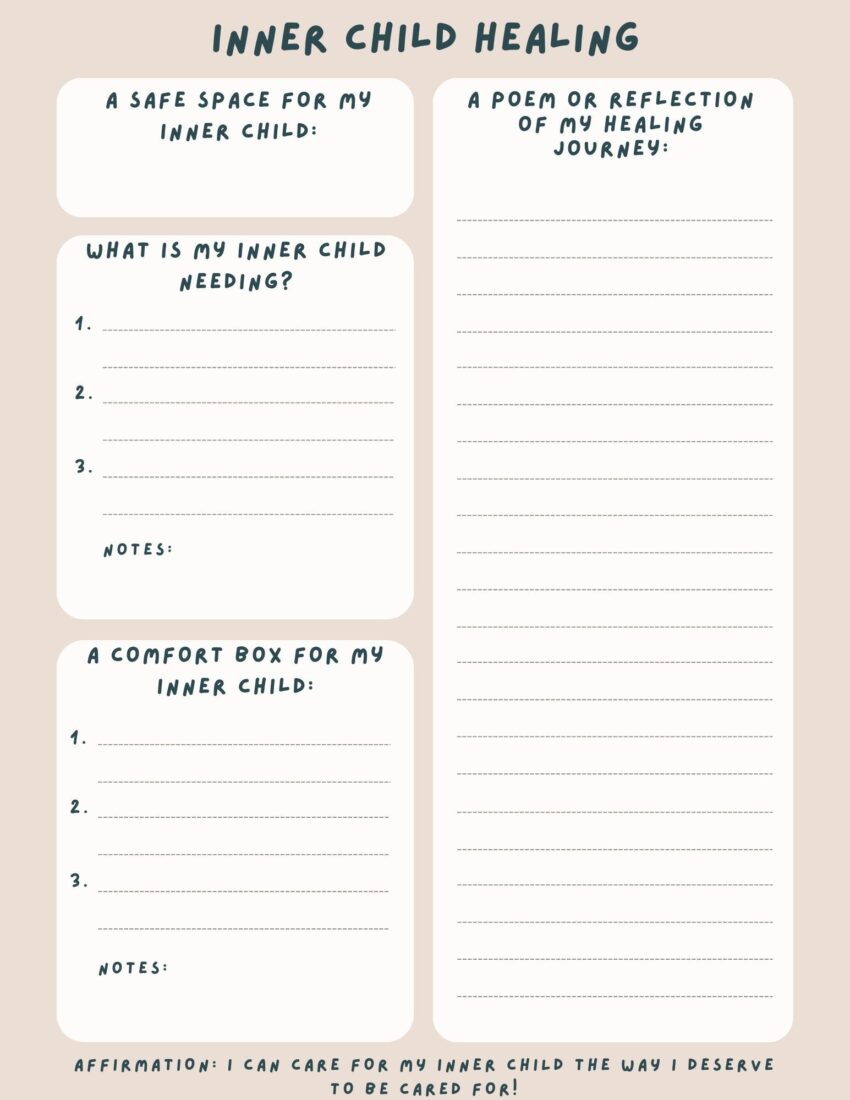 Inner Child Healing Worksheet Etsy