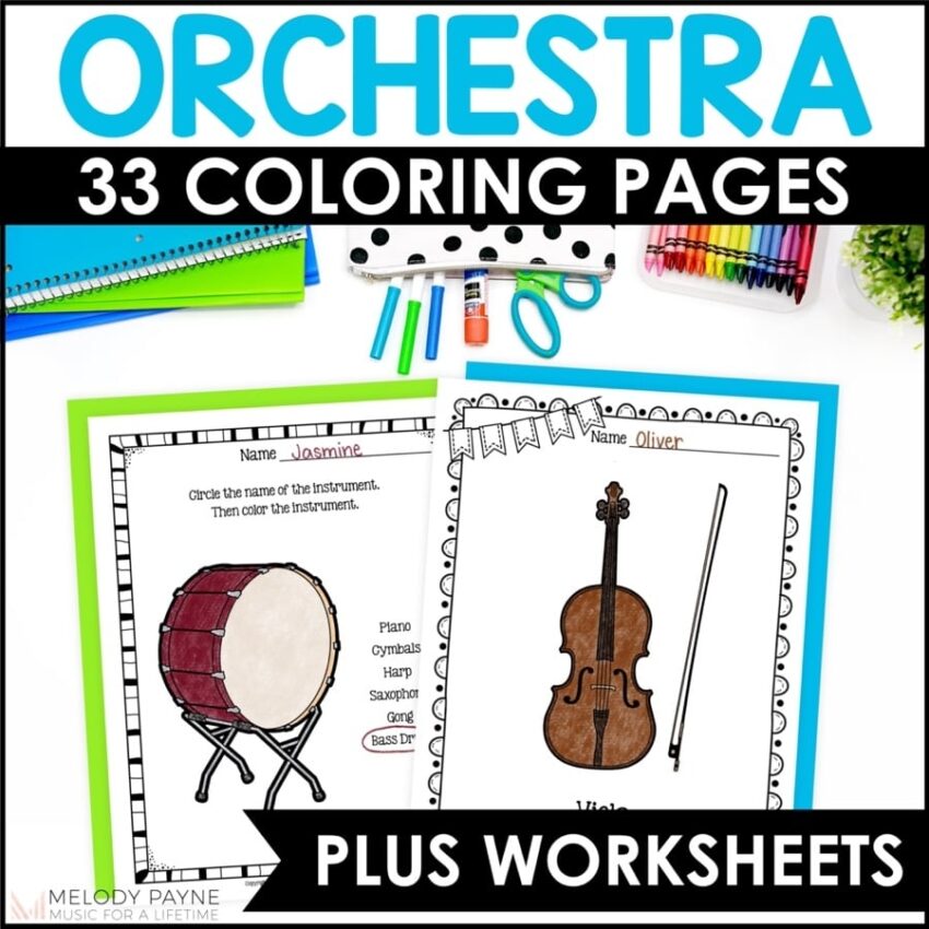 Instruments Of The Orchestra Coloring Pages Worksheets Elementary Music Melody Payne Music For A Lifetime