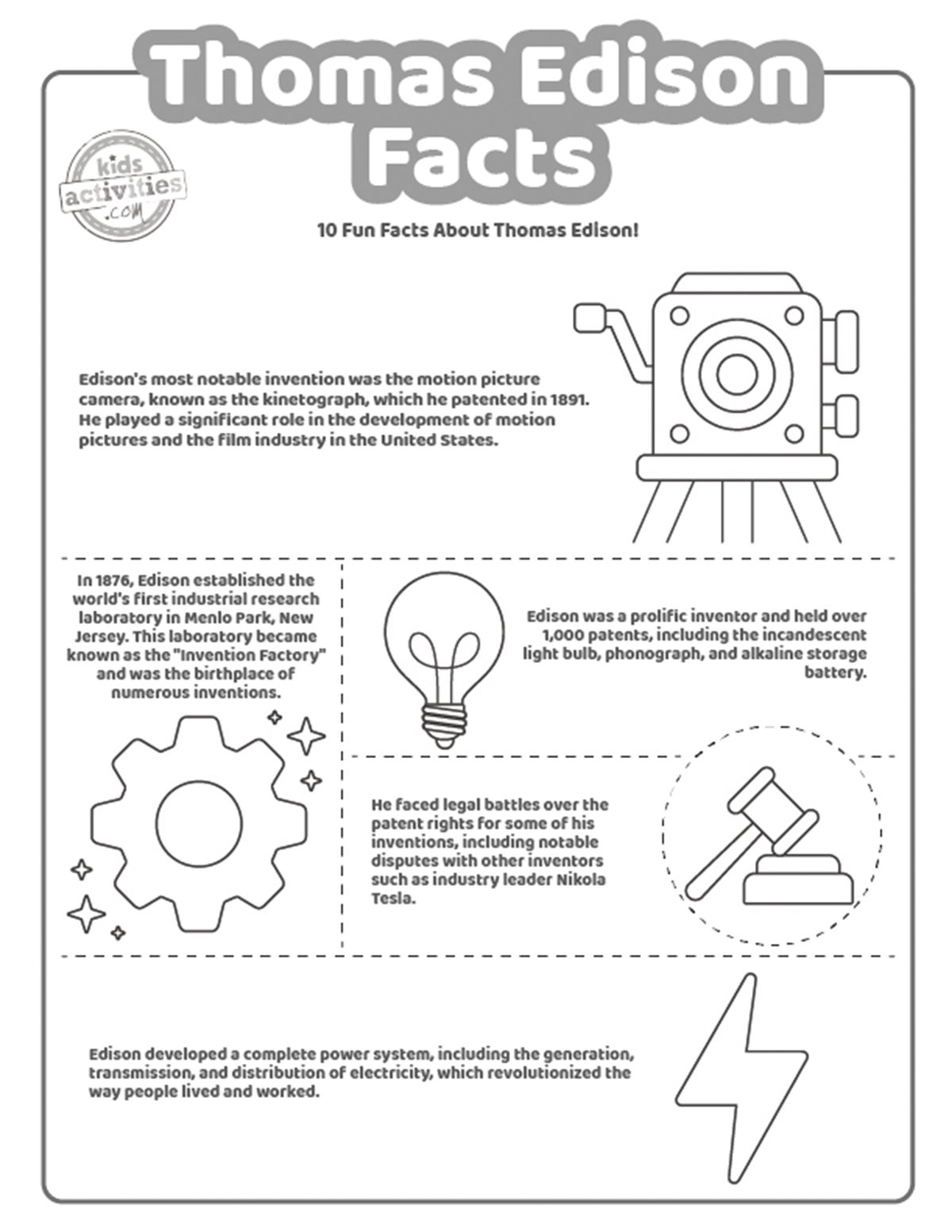 Interesting Thomas Edison Facts Kids Activities Blog