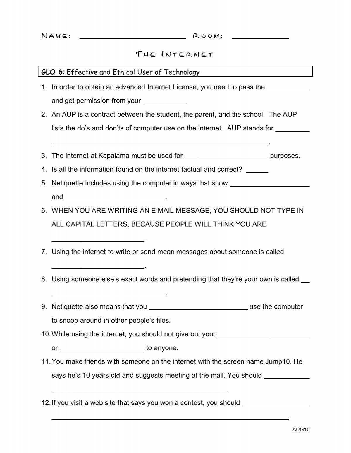 Printable Internet Research Worksheet Printable Internet Research Worksheet