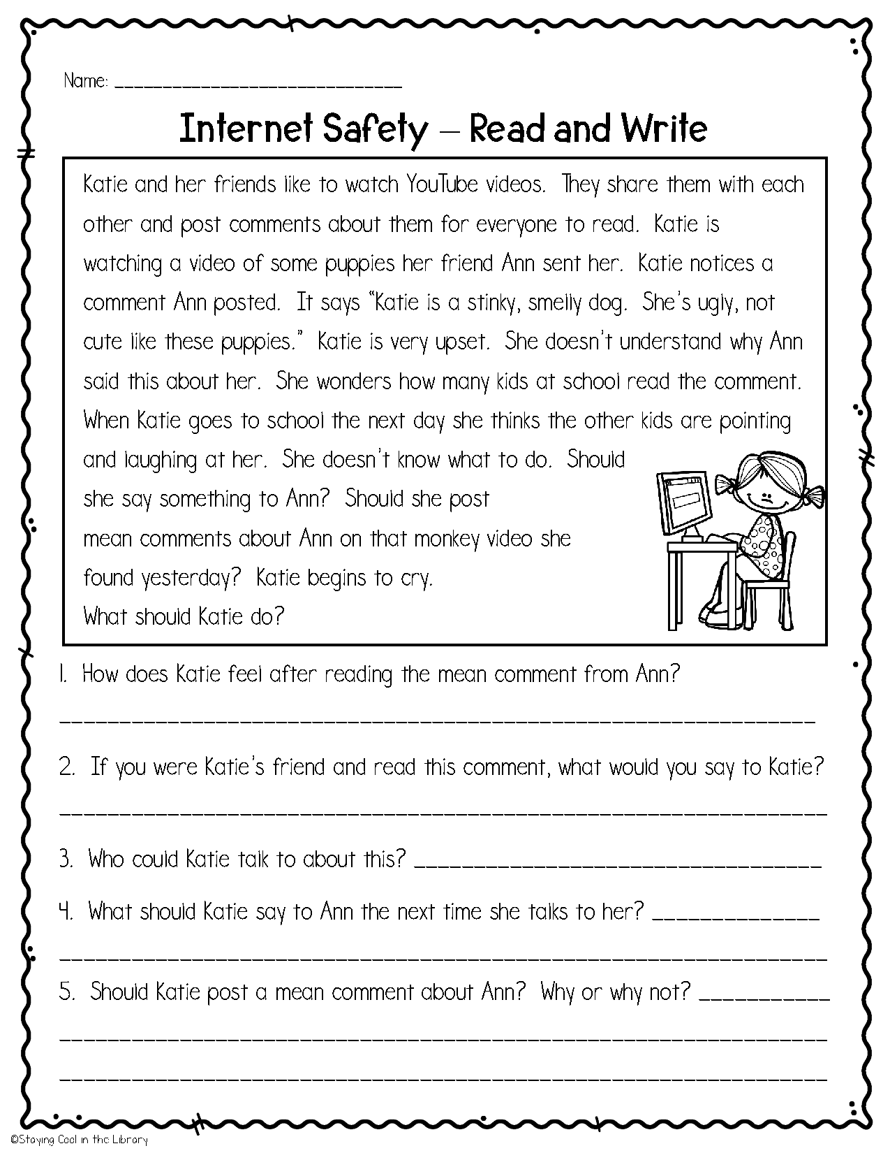 Internet Safety Worksheets And Task Cards Staying Cool In The Library Internet Safety Worksheets And Task Cards Staying Cool In The Library
