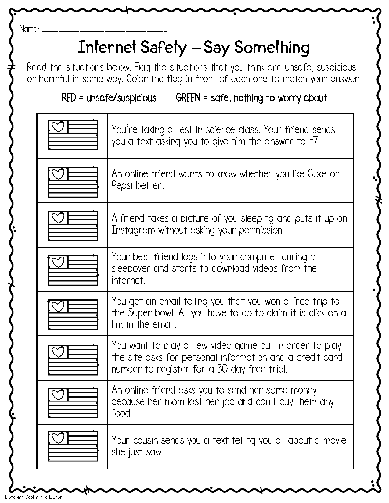 Internet Safety Worksheets And Task Cards Staying Cool In The Library Internet Safety Worksheets And Task Cards Staying Cool In The Library