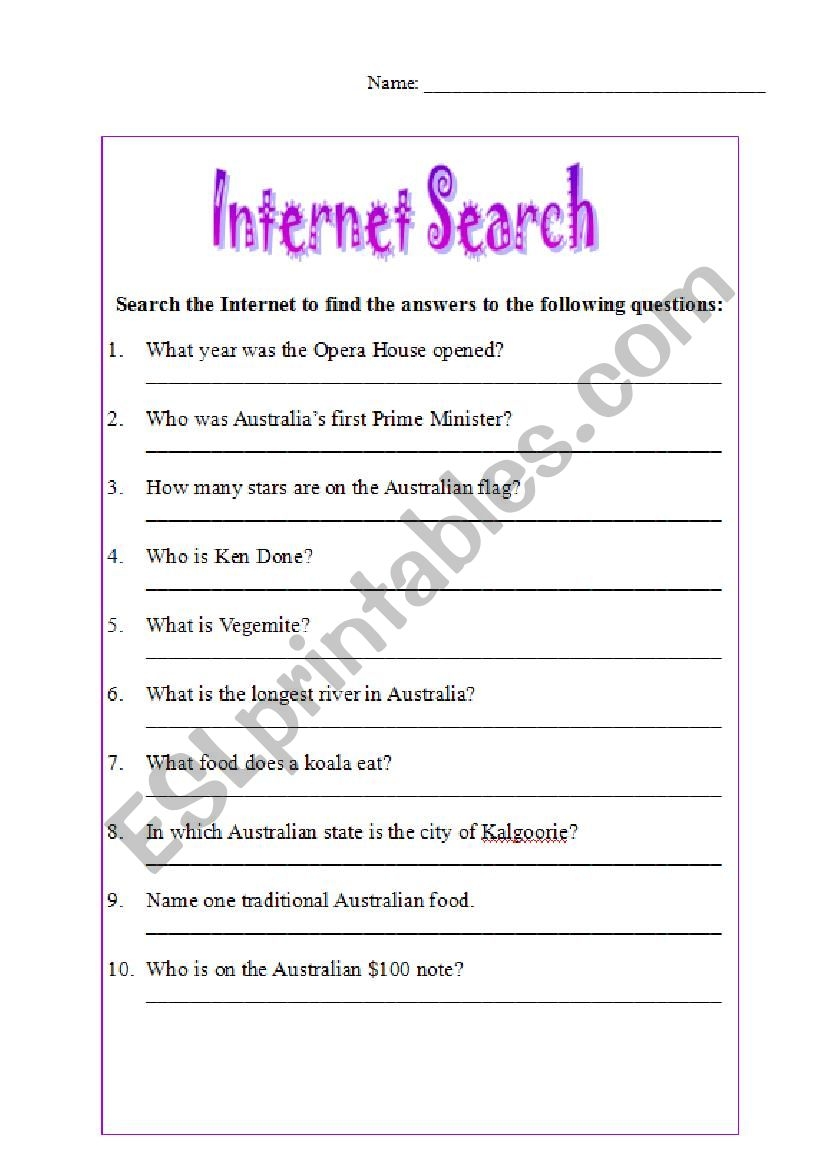 Internet Scavenger Hunt ESL Worksheet By Barb03 Internet Scavenger Hunt ESL Worksheet By Barb03