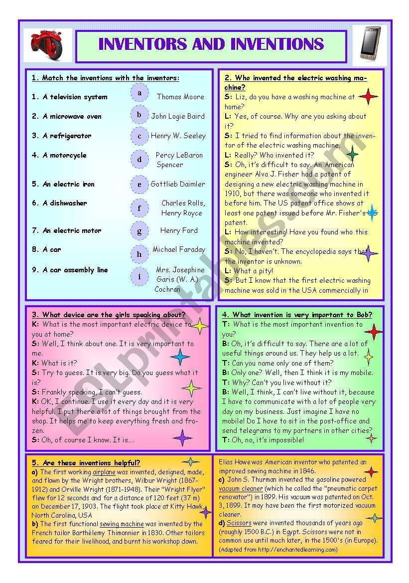 Children Inventors Reading Comprehension Worksheet