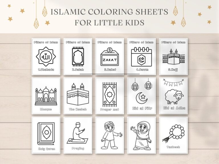 Islamic Coloring Pages Easy Kids Coloring Printable Ramadan Coloring Islamic Kids Activity 5 Pillars Of Islam Preschool Coloring Etsy