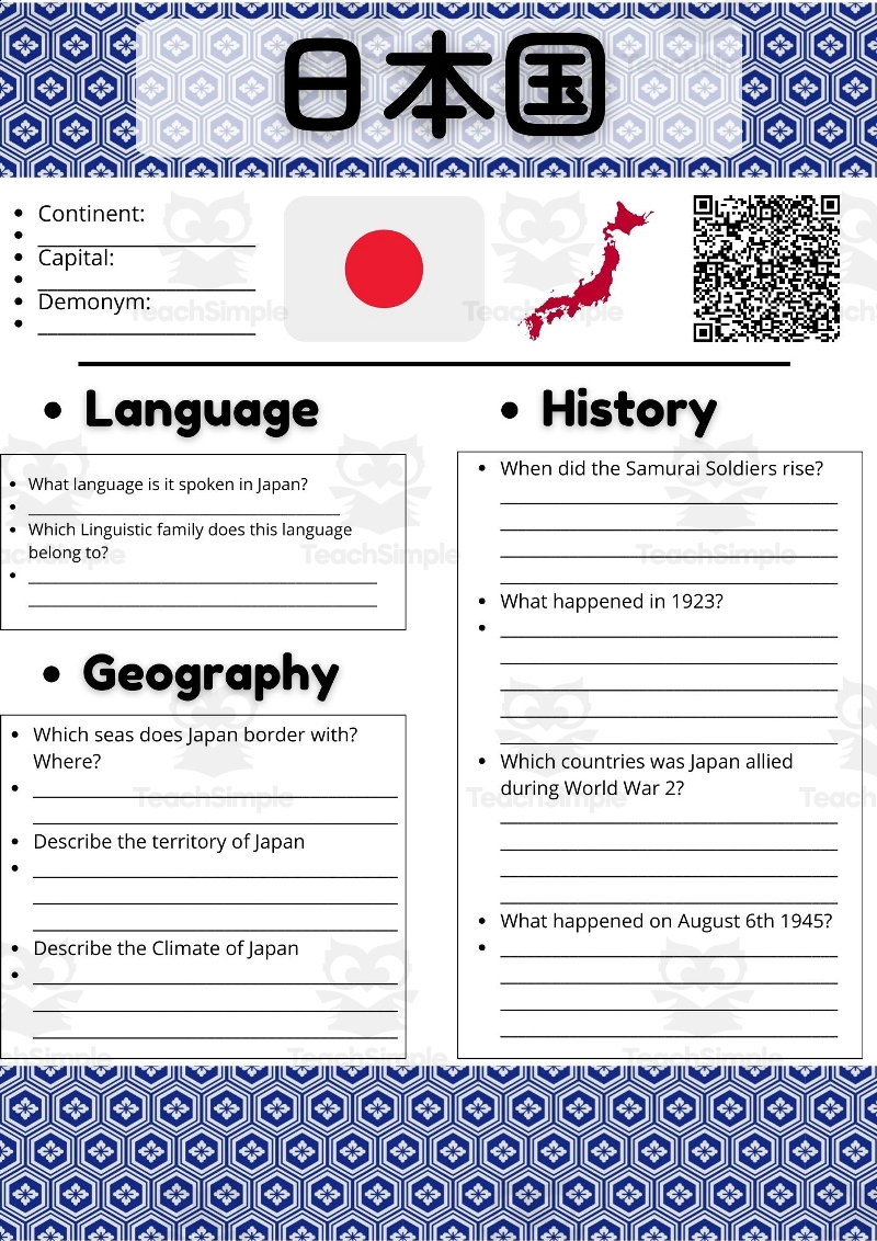 Japan Country Study Worksheets Asia Geography By Teach Simple Japan Country Study Worksheets Asia Geography By Teach Simple